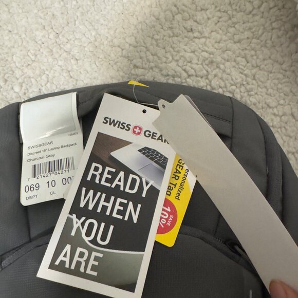 Swissgear Laptop Backpack Charcoal Gray With Padded Straps & Side Pockets school - Picture 9 of 16